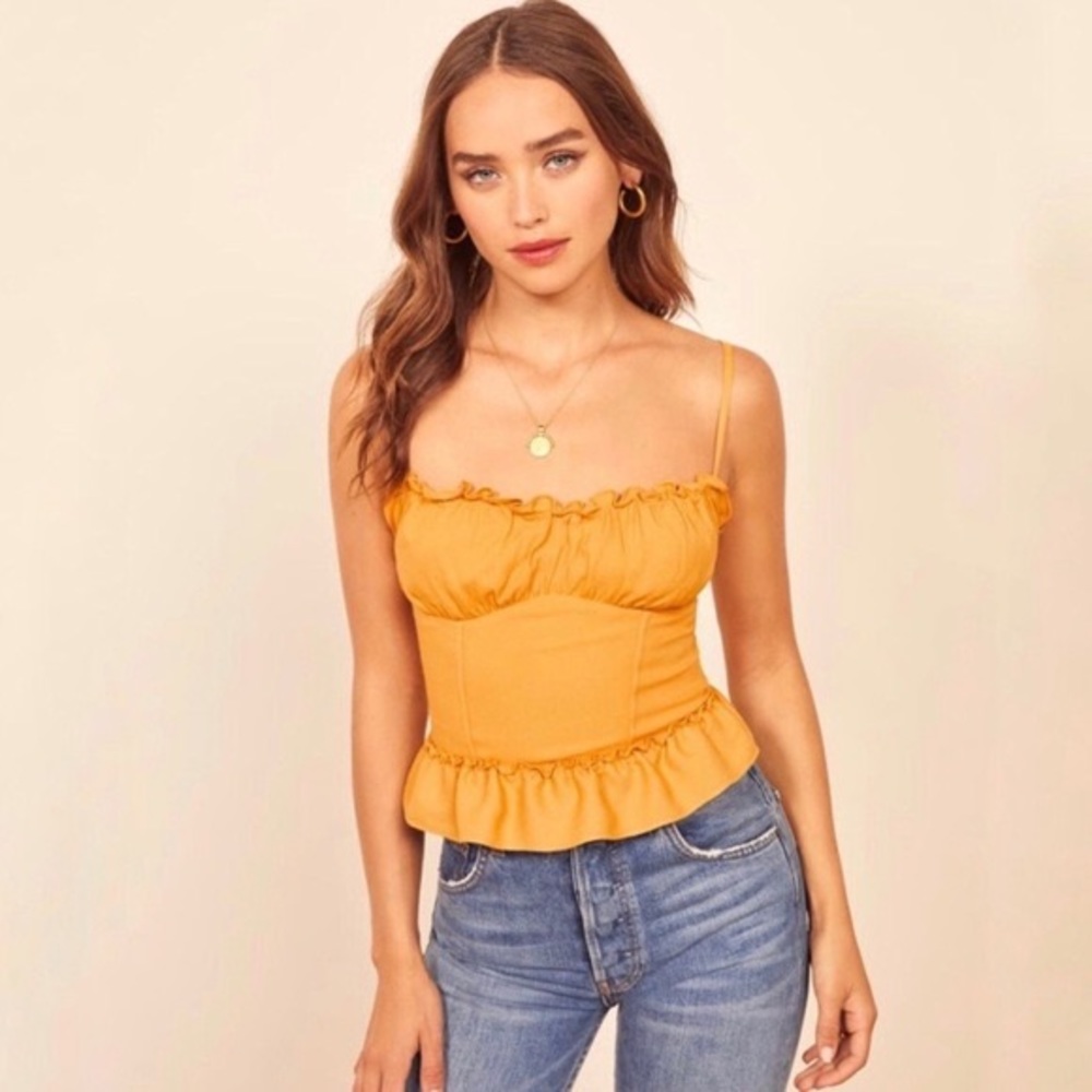 Reformation Clarice Top in Ochre Size 4 NWOT
